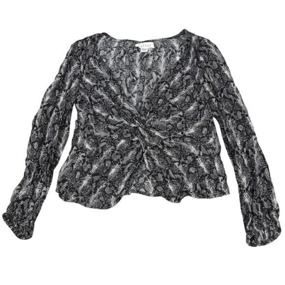 VELVET By Graham & Spencer Snakeskin V Neck Knot Front Blouse Sz Small - Picture 2 of 5